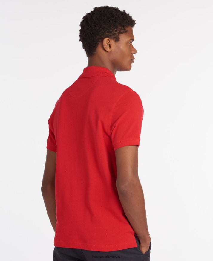 apranga Barbour tartan pique polo marškinėliai baltas/pilkas akmuo vyrų 6F6D80734