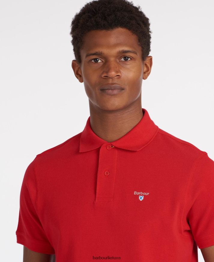 apranga Barbour tartan pique polo marškinėliai baltas/pilkas akmuo vyrų 6F6D80734