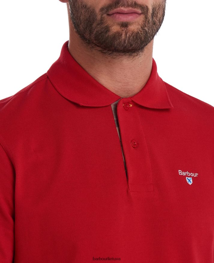 apranga Barbour tartan pique polo marškinėliai baltas/pilkas akmuo vyrų 6F6D80734