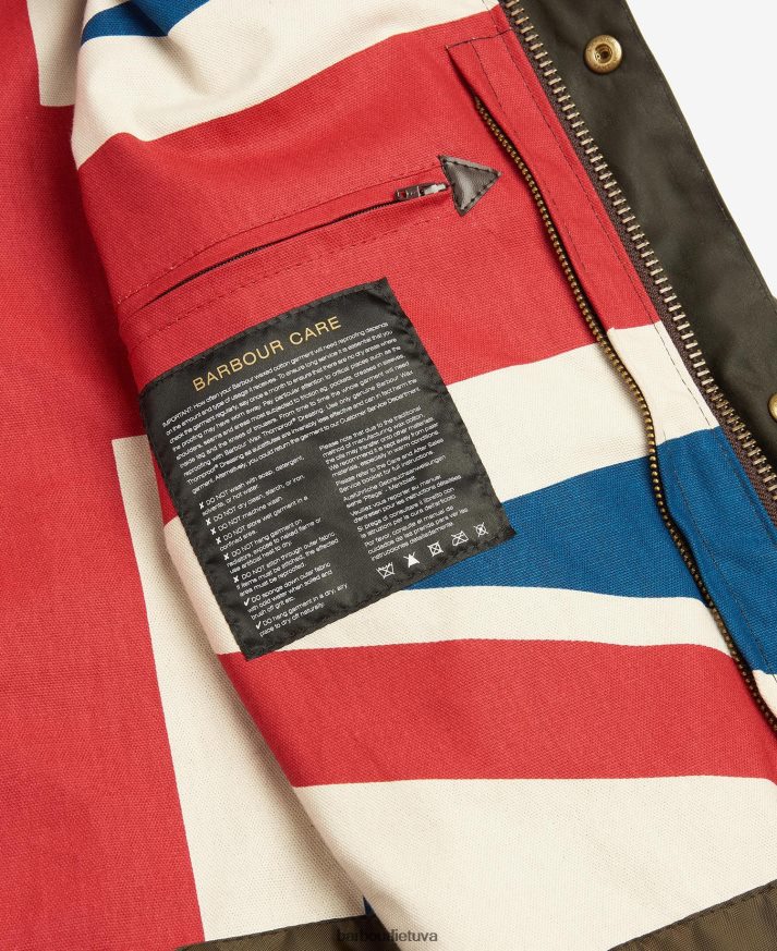 apranga Barbour riboto leidimo union jack ashby vaško striukė alyvuogių vyrų 6F6D803