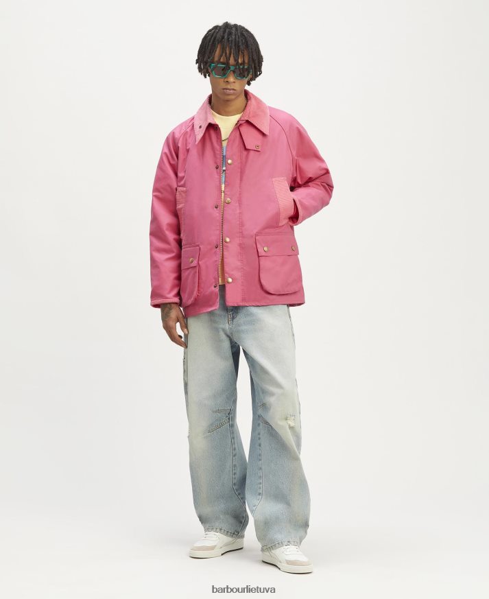 apranga Palm Angels x Barbour Malik Bedale vaško striukė ryški rausva spalva vyrų 6F6D8072