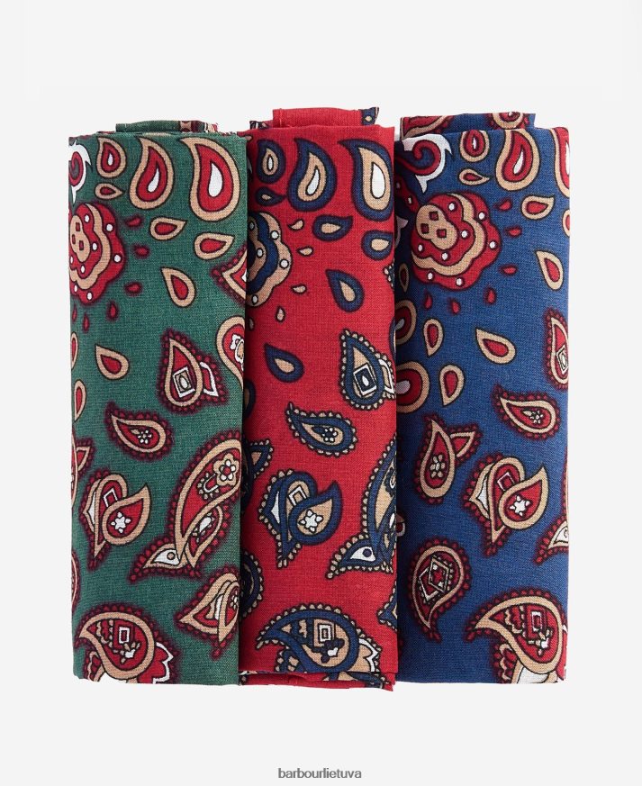priedai Barbour paisley nosinės dovanų dėžutės rinkinys raudona/žalia/navy vyrų 6F6D802352