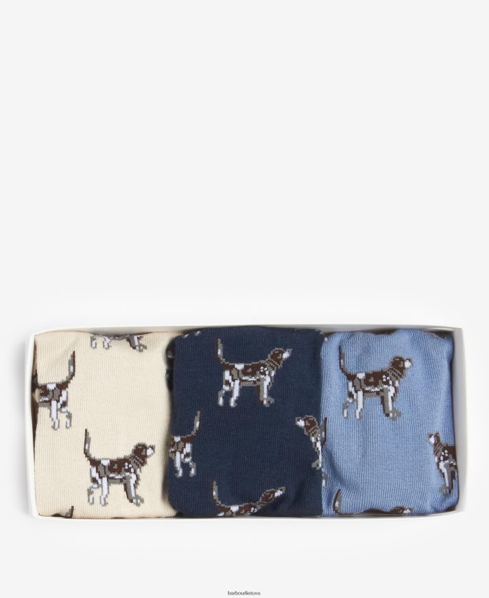 priedai Barbour rodyklės šunų kojinių dovanų rinkinys tamsiai / kreminė / mėlyna vyrų 6F6D802371